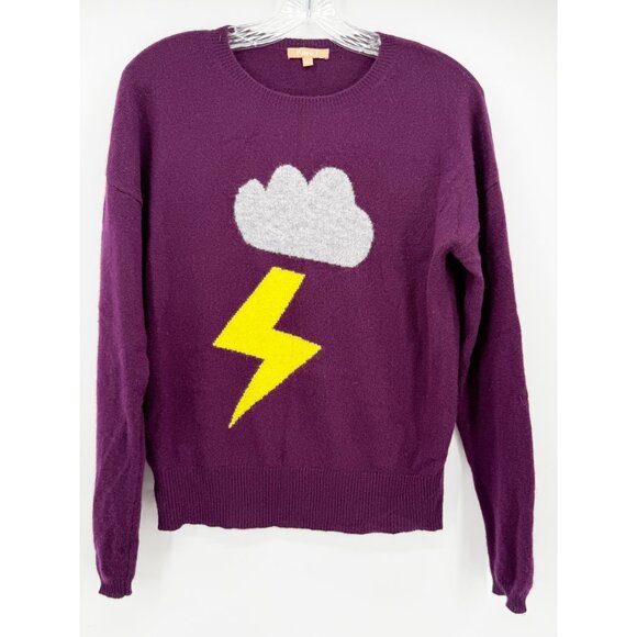 Kier & J Thunder & Lightening Cashmere Pullover in PLUM S - Picture 8 of 9